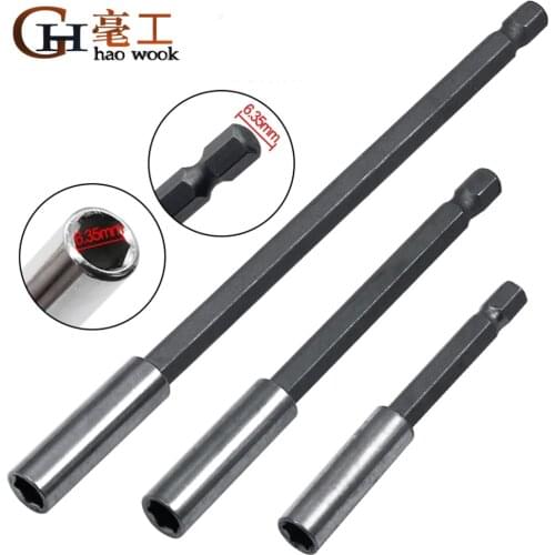 Haowook Electric drill Socket Adapter 1/4 Hex shank self-locking quick release Screwdriver Extension Bar Bits Power Tools