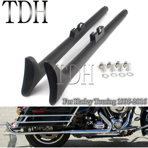 Cafe Racer Fishtail Slip On Muffler Sharktail Dual Black Exhaust Pipe Silencer Escape moto For Harley Touring Custom 1995-2016