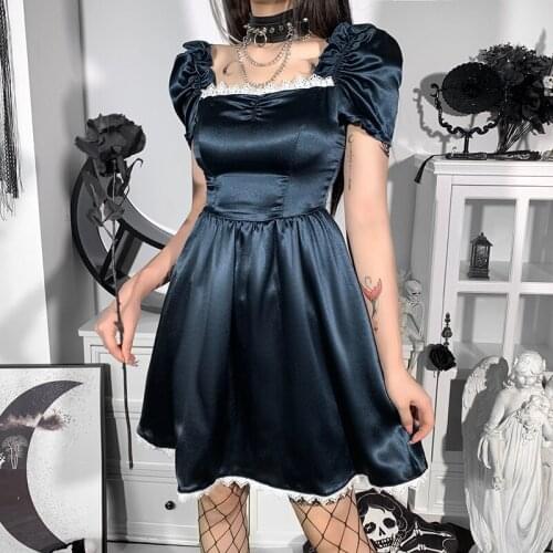 Summer Lace Square Neck Elegant Dress Puff Sleeve Women Dress Solid Fashion Dresses Woman Party Night