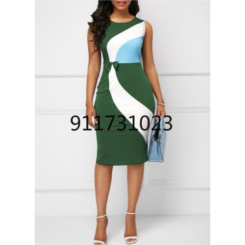 Summer Sexy Fashion Style Women Sleeveless O-neck Regular Polyester Dress Woman Dress S-5XL
