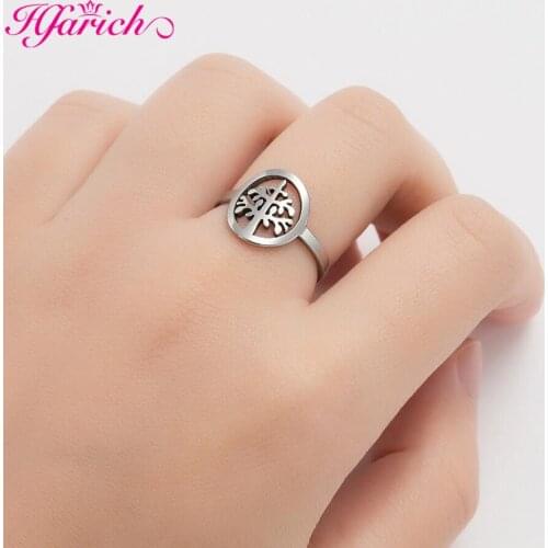 Hfarich Stainless Steel Tiny Christmas Tree Rings for Women Gift Jewelry Adjustable Ring Jewelry Minimalist Geometric Pattern