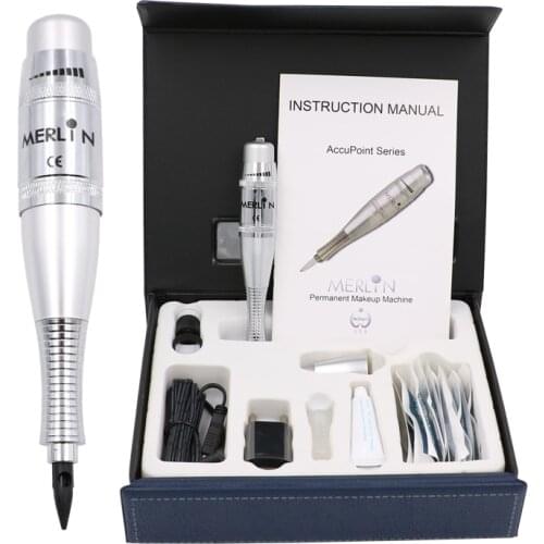 Tattoo Machine Permanent Makeup Machine with Foot pedal Tattoo Pen Gun and Needles Power Supply Kit tattoo eyebrow pen