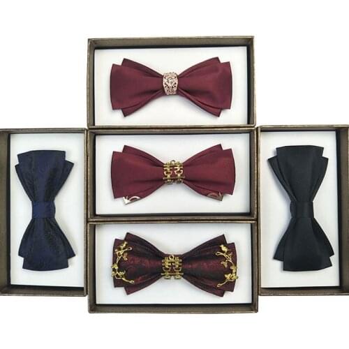 Mens Bow Tie For Wedding Party Original Designer Brand High Quality Wine Red Ties Women Newest Retro Bowtie With Gift Box