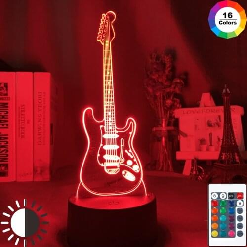 Musical Instrument Baby Night Light Led 7 Colors Changing Bedroom Decor Light Guitar Gift for Kids Girls Table Usb 3d Lamp Bass