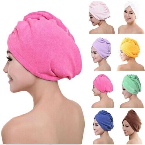Newest Microfibre After Shower Hair Drying Wrap Womens Girls Ladys Towel Quick Dry Hair Hat Cap Turban Head Wrap Bathing Tools