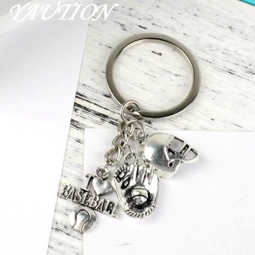 New Fashion Keychain i love baseball Pendants DIY Men Jewelry Car Key Chain Ring Holder Souvenir For Gift Baseball glove