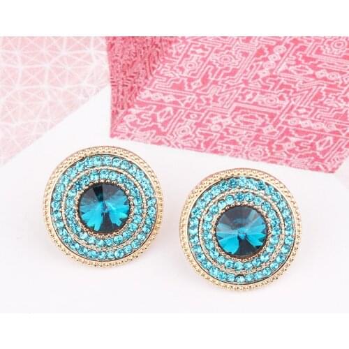 2021 New Arrival Button Stud Earrings Diamond Multicolor Trendy Stud Earrings For Women
