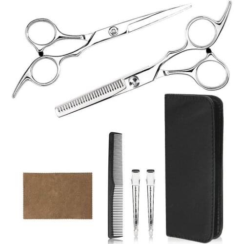 Pinkiou Hair Cutting Scissors,Hair Cutting Scissors Kit,Professional Barber Scissors Hairdressing Scissors Set 6PCS