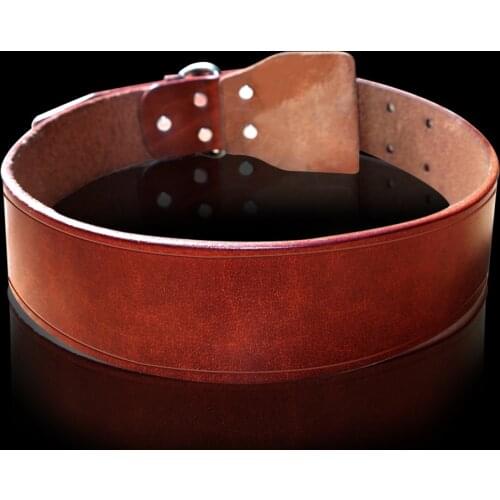 Genuine Leather Dog Collars Real Leather Pet Collar For Dogs Training Walking Size XS S M L XL XXL Brown Color For Pitbull