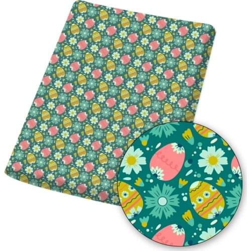 Easter Triduum Polyester Cotton Fabric Easter Egg Chocolate Printed Fabric DIY Sewing Home Textile Garment Material 45*150cm 80g