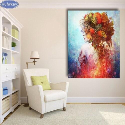 Full Square Drill 5D DIY Diamond Painting Cross Stitch Art Wall Decor Flower girl 3D diamond Embroidery Mosaic home decoration