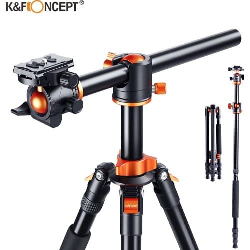 K&F CONCEPT Camera Tripod Professional 180' Foldable Lightweight Tripod with Ball Head and Carrying Bag for DSLR SLR Camera