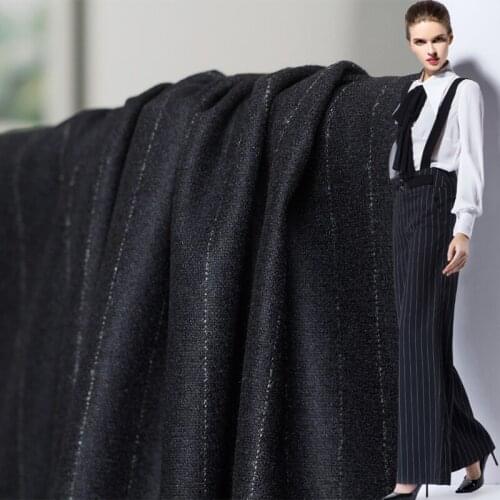 The Cloth Japanese Navy Blue Stripe Wollen Wool Fabrics 100%Wool Material Autumn Women Suits Sewing Cloth Tailor Freeshipping