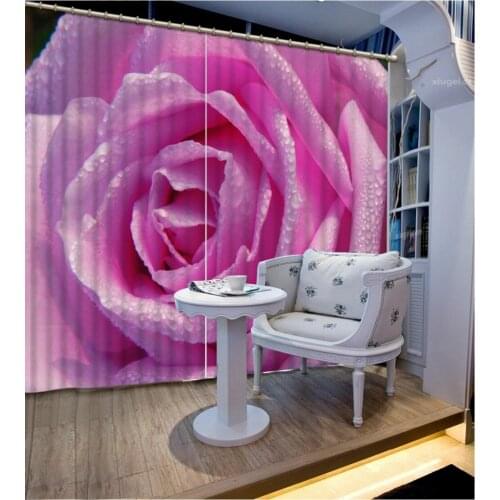 Pink curtains Scenery Beauty Digital Photo Printing Blackout 3D Curtains for Living Room Bedding Room Hotel rose curtains