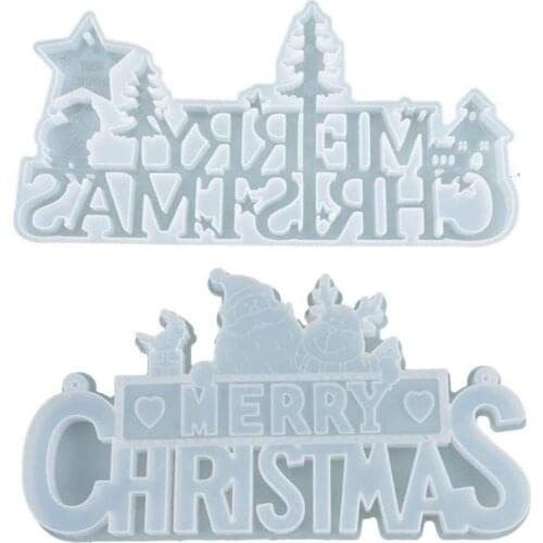 2Pcs Merry Christmas Silicone Jewelry Casting Mold Resin Epoxy Mould Craft Decor Tool for Making Xmas Tree Ornament