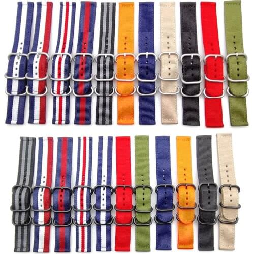 Premium Nylon Watchband NATO ZULU Strap Striped Canvas Replacement Watch Bracelet Heavy Duty Ring Buckle 18mm 20mm 22mm 24mm