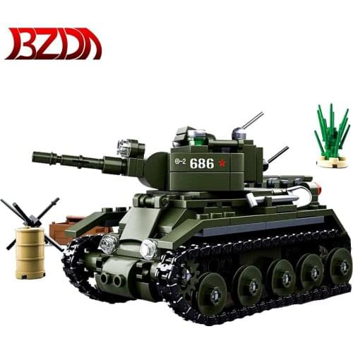 BZDA Military Tank model Building Blocks WW2 BT-7 Cavalry Tank soldier Figures man weapon bricks children Boy Toys Gift Diy