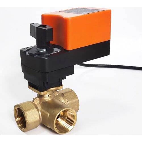 1/2'' Mixing Valve Three way T type, Proprotion Valve AC/DC24V 0-10V Modulating on for flow regulation or on/off control