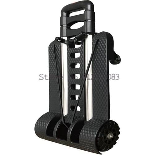 Universal Wheel Luggage Cart Aluminum Alloy Trolley Cart Folding Shopping Trolley For Students With A Schoolbag Trolley Load-bea