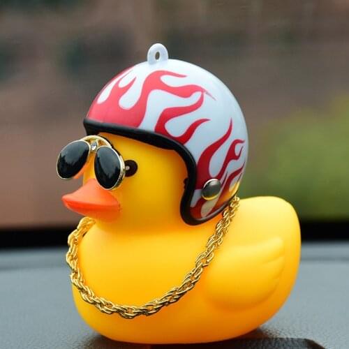 Duckling in the Car Ornaments Decoration Duck Horn With Helmet for Bike Bells Riding Equipment Car Decoration Accessories