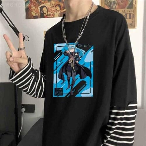 That Time I Got Reincarnated As A Slime Rimuru Tempest T Shirts Men Harajuku Kawaii Graphics Summer Long Sleeve Striped T Shirts