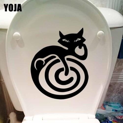 YOJA 18.8X23.2CM Wall Stickers Toilet Seat Decal Cat Animal Maze For Kids Room Pets Art Decor T5-0110