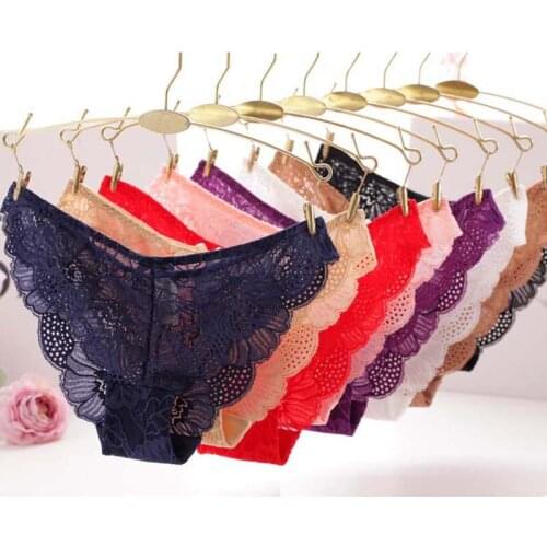 1 Pieces Lace Panties Sexy Woman Transparent Hollow Female Lacy Underwear For Woman Crotch Of Cotton New Hot Sale M-XL Cyansque