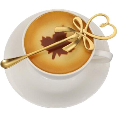 1pcs Mini Heart Love Spoon Long Handle Tea Coffee Mixing Spoonstainless Steel Vintage Teaspoons Drink Tableware