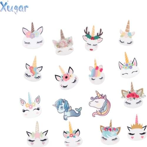 10pcs/lot Personalized Resin Hornhorse Cute Cartoon Unicorn DIY Accessories For Refrigerator Home Decoration Handmade Crafts