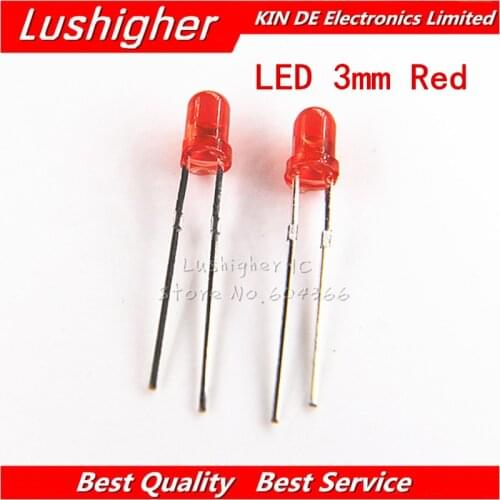 100PCS F3 3mm Red Light Emitting Diodes Red Turn Red Led