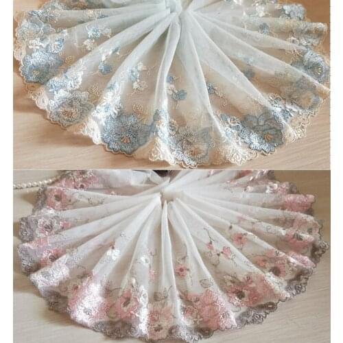 2 Yards Lace Trim Floral Embroidered Tulle Lace 6.69" Wide Doll Dress Underwear Costume DIY Craft Supplies 2 Color