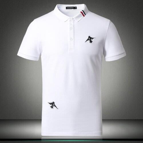 2021 New Designer Items US Polo Shirts For Men Short Sleeve Pure Color Breathable Birds Pattern Shirt Plus Size 4XL 5XL 81865