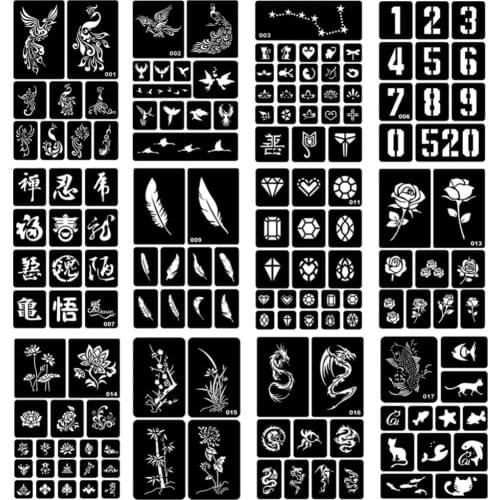 25 Styles Indian Henna Tattoo Stencil Airbrush Tatoos Stencil Glitter Temporary Body Paint Art Design for Women Men #275072