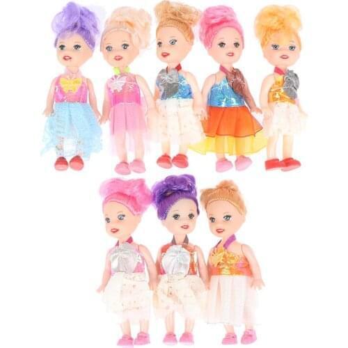 3/5 Pcs/Set Childrens Cute Colour Girls Beautiful Hair Princess Doll 3.5 Inch Doll Toy Birthday Gift Christmas Gift