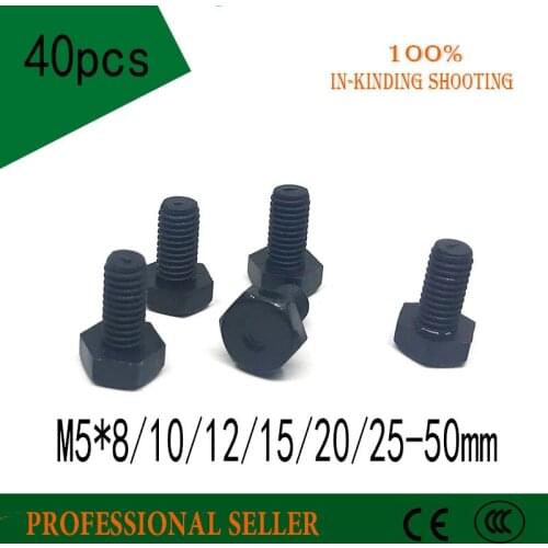 40pcs M5*8/10/12/15/20/25-50mm PA66 Black Plastic Nylon External Hex Screw Outside Hexagon Machine Screws Hex Bolts