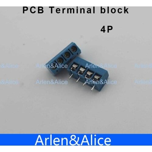 500 pcs 4 Pin Screw blue PCB Terminal Block Connector 5mm Pitch