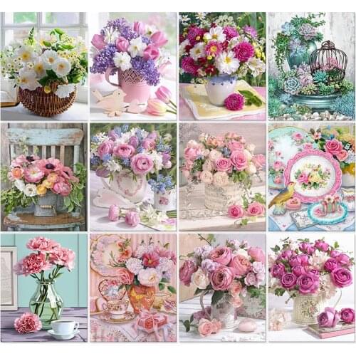 60x75cm Oil Painting By Numbers DIY Paint By Numbers On Canvas Frameless Digital Handpaint Flowers Home Decor Wall Art