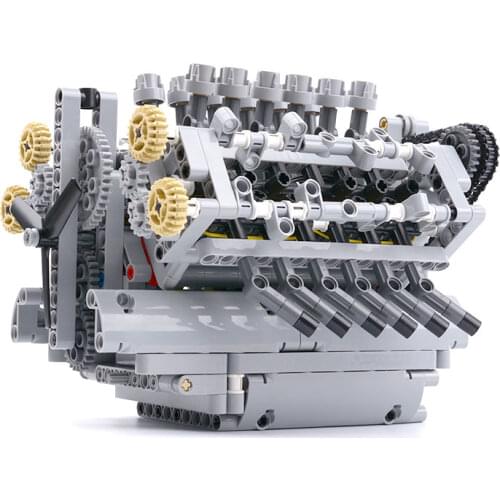 800 + PCs MOC technology gear building block V12 cylinder RC engine gearbox DIY assembly boys birthday toy gift model