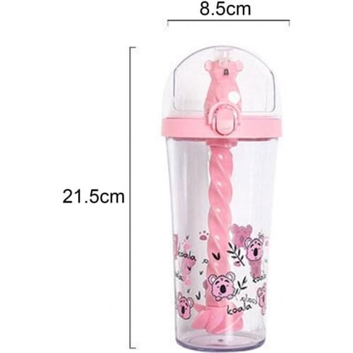 Water Bottle Straw Type With Lid 500ml Drinking Bottle Student Water Cup Cute Plastic Female Cartoon Kettle Mug Wholesale