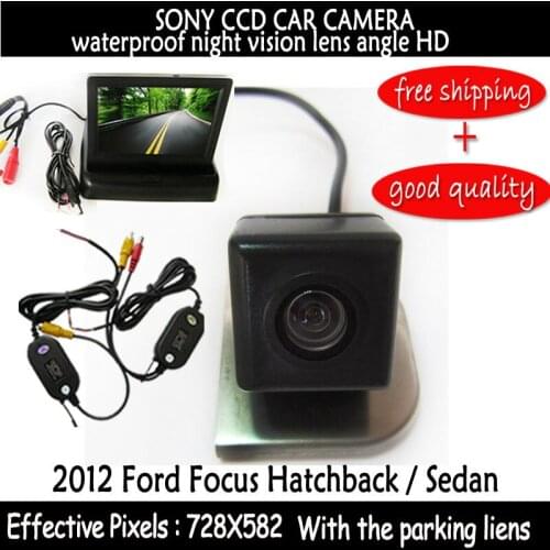 Wireless Car RearView car mirror monitor with Car sony ccd Reverse backup rear view Camera for 2012 Ford Focus Hatchback / Sedan