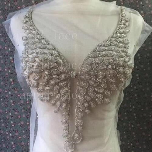 Fast ship good Mia006# silver offwhite hand made stone beads luxury front cutting accessory for wedding bridal /fashion designer