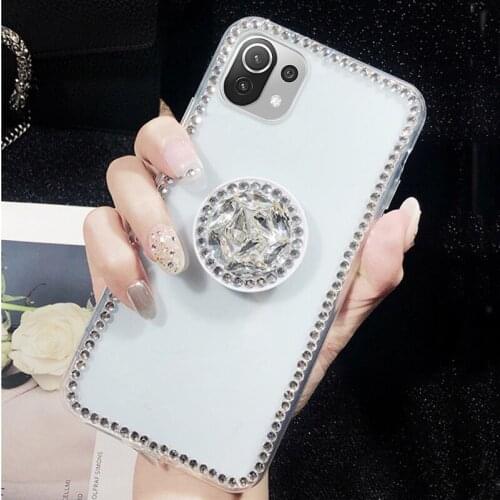 Bling Soft Liquid Silicon Case For Xiaomi 11 Lite Redmi Note 10 9 8 7 Pro 9S 9A K30 Mi 10T CC9 Pro 9 8 Note 10 Ring Holder Case
