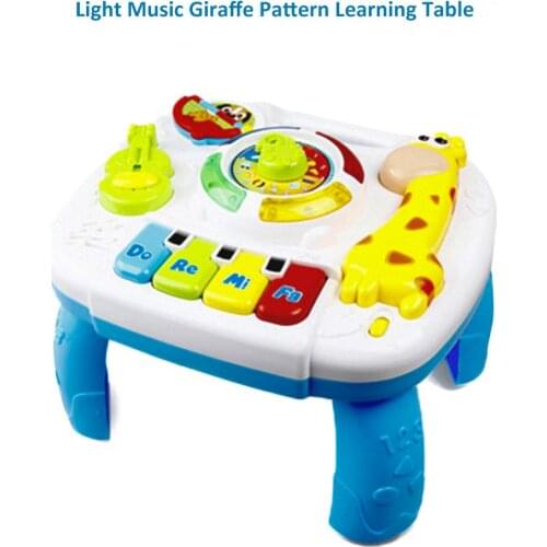 Baby Puzzle Learning Toy Light Music Giraffe Study Table Parent-child Activity Center Game Table For 1-3 Years Old Boys And Girl