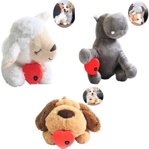 Dog Toy Plush Toy Comfortable Behavioral Training Aid Toy Heart Beat Soothing Plush Doll Sleep for Smart Dogs Cats Pet Supplies