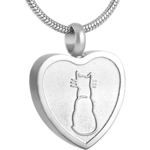 IJD8253 Cremation Urn Necklace for Ashes Pendant Stainless Steel Keepsake Memorial Urn Necklace Pet Cat Funeral Jewelry