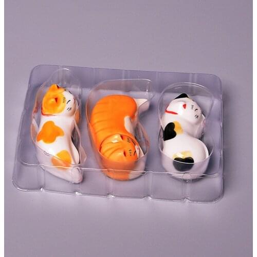 3PC Japanese Style Ceramic Lucky Cat Chopstick Rest Holder Tableware Pen Rack DIY Home Supplies