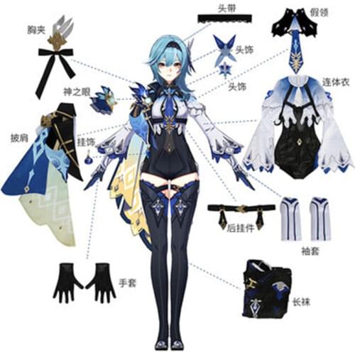 Genshin Impact Eula Cosplay Costume Game Genshin Impact Cosplay Eula Costume Halloween Sexy Women Outfit Jumpsuit