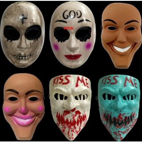 Hot New The Purge Mask God Cross Scary Halloween Masks Cosplay Party Prop Collection Full Face Resin Creepy Horror Movie Masque