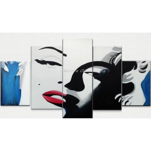 Hand Painted yellow money tree oil painting 5 piece canvas wall art sets modern abstract pictures on the wall for living room