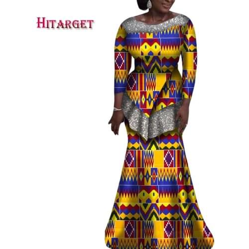 2020 New Women Party Dress Skirt Sets Traditional African 2 Pieces Women Set Clothing Custom Made Dashiki Tops + Skirts WY6941